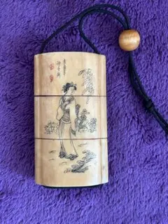 印籠 3段 天然素材 浮世絵 美人画 山水図 毛彫 緒締玉付 根付⁠ 印籠 3段 天然素材 浮世絵 美人画 山水図 毛彫 緒締玉付 根付⁠ - メルカリ