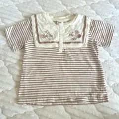 しまむら litte 90cmミッキー＆ミニー 半袖T セーラー襟