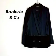 4846U ナノユニバース ジャケット 黒 異素材切替 ダブルボタン 長袖 秋冬