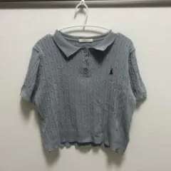 【frunco】ポロシャツ 半袖 ケーブル編み グレー　即日発送