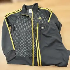adidas黒ドット柄トラックジャケット Lゴールドセットアップ