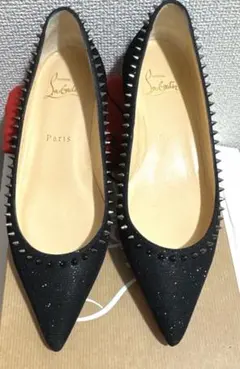 極美品 クリスチャンルブタン スパイク フラットシューズ 39 リフト