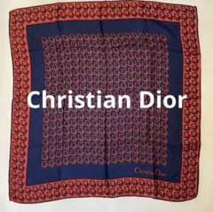 Christian Dior オブリーク トロッター 大判スカーフ ネイビー赤