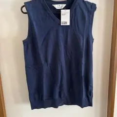 H&M Vネック ニットベスト ネイビー