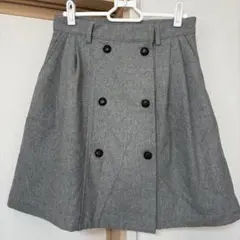 グレー ダブルボタン Aラインミニスカート