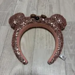 スパンコール クマ耳カチューシャ ピンク