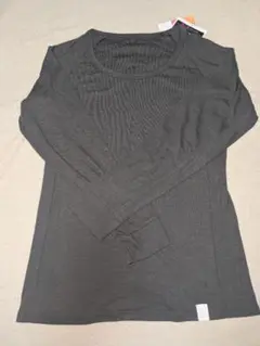 未着用☆吸放湿ストレッチ　リブ編み　長袖Tシャツ　レディースMグレー