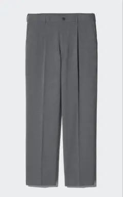 UNIQLOタックワイドパンツ グレー S フォーマル　丈長め