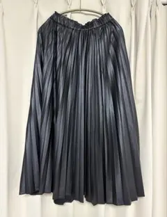 INDIVI フェイクレザープリーツスカート