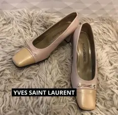 【極美品】 イヴ・サンローランリボンパンプス 本革 レザー ベージュ