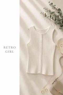 RETRO GIRL レトロガール リブニットタンクトップ ボタンデザインのサムネイル