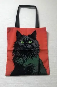 黒猫　プリント　トートバッグ