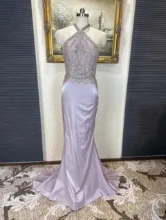 薄紫 ハイネック ビジュー マーメイドドレス