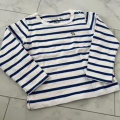 クラシックスタイル 長袖Tシャツ 白と青ストライプ