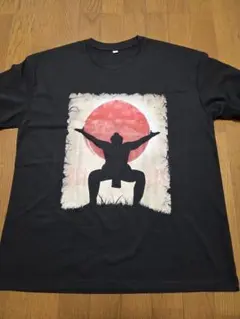 シルエットと赤い太陽のグラフィックTシャツ　相撲　ジャパニーズ