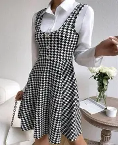 SHEIN 千鳥柄 千鳥格子 ミニワンピース Lサイズ
