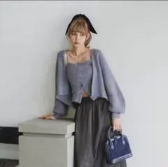 COCO DEAL　ラメフェザーショートガウン×キャミソール