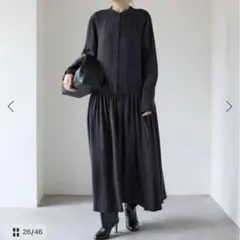 VERMEIL par iena キュプラフィブリルギャザーワンピース　ネイビー 追加》キュプラフィブリルギャザーワンピース（ワンピース