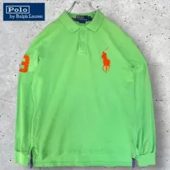 ポロラルフローレンビッグポニー刺繍ラガーシャツ長袖ポロシャツXL