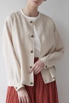 リネン ノーカラージャケット