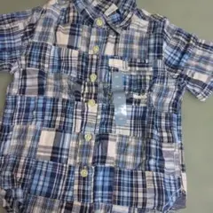 青系チェック柄 半袖シャツ