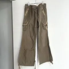 カーゴパンツ ウエストゴム　カーキ 綿100% カジュアル　ゆったり　M