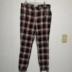 チェック柄パンツ テーパードパンツ カジュアルパンツ 赤 黒 白