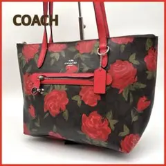 美品　COACH コーチ　バラ柄 トートバッグ 黒/赤　花柄 2025年最新】coach バラ柄の人気アイテム - メルカリ