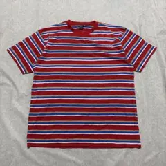 90's vintage Tシャツ マルチボーダー 赤 青 アメカジのサムネイル