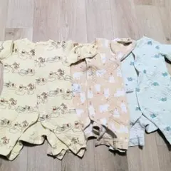 状態良☆3枚UNIQLO 60cm キルトロンパース カバーオール