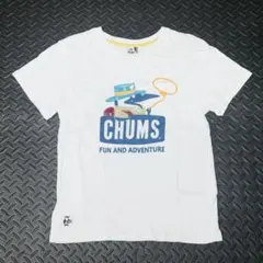Chums チャムス Tシャツ 半袖 アウトドア ADVENTURE 刺繍 白