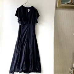 美品⭐️ ASOS レース切替 フレアロングドレス ネイビー UK6パーティー