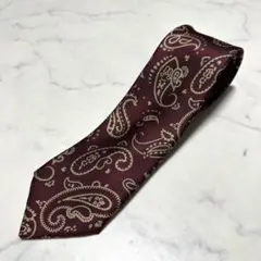 未使用級美品　シャネルCHANEL ネクタイ　ペイズリー柄　レッド　赤　ボルドー