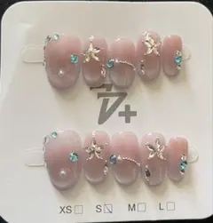 ピンク&パープルグラデ系ストーン付きネイルチップ『Sサイズ』