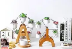 プランタースタンド 鉢台陶器製ポット木製の土台 (メリーゴーランド型×Bタイ8