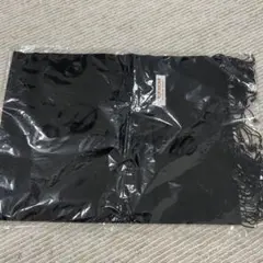 パシュミナ　黒ストール フリンジ付き