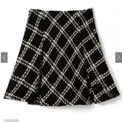 GRL ダイヤチェック柄ツイードフレアミニスカート mei37