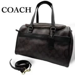 極美品 COACH ハンドバッグ ミニボストン 2way シグネチャー PVC