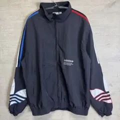 adidas ナイロンジャケット トレフォイル 刺繍ロゴ 90s 黒 L 目黒蓮