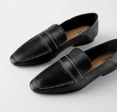 【ZARA★マイクロスタッズ付きソフトレザーローファー】37★24.0cm★本革のサムネイル