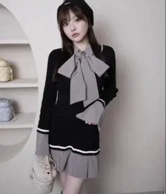 lip service シャツドッキングプリーツワンピース