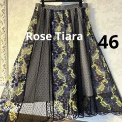 美品　大きいサイズ４６　ローズティアラ　 ウエストゴムロングフレアスカートのサムネイル