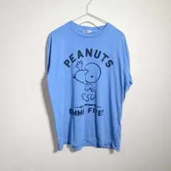 PEANUTS M 半袖Tシャツ スヌーピー プリント キャラクター ブルーのサムネイル