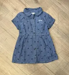 ⭐︎SLAP SLIP⭐︎ベビー服⭐︎デニム風リボン柄半袖ワンピース90【中古】b60