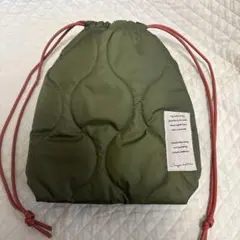 ケンコバさん愛用ひょうたんキルト巾着袋カーキ　オレンジ色紐　ハンドメイド