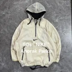 90s NIKE ナイロン アノラックパーカー ドローコード M 古着 銀タグ