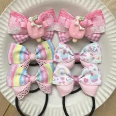 ハンドメイド キッズ リボン ヘアゴム セット ＊アイスキャンディー×ピンク＊