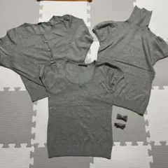 グレー カーディガン トップス タートル 3点セット