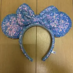 ミニーマウス耳型カチューシャ 青とピンク