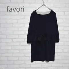 favori（ファボリ）ウエストリボン ペプラムワンピース七分袖　ミニ丈